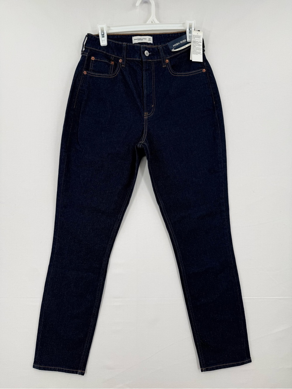 Abercrombie & Fitch Curve Love High Rise Dark Wash Straight Leg Jeans Size 28